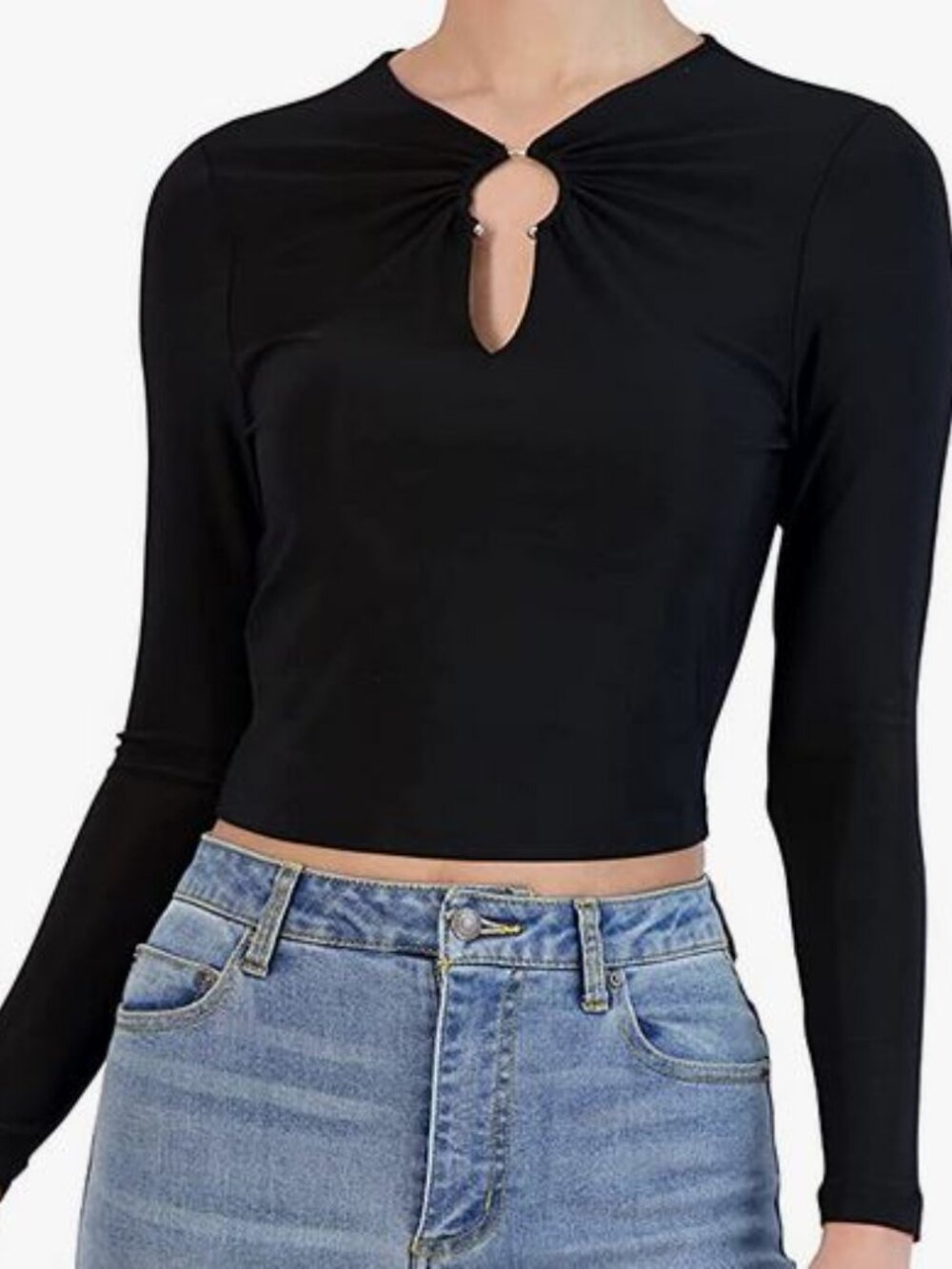 BCBGeneration Women's Long Sleeve Crop Top V Neck L and XL BRAND NEW